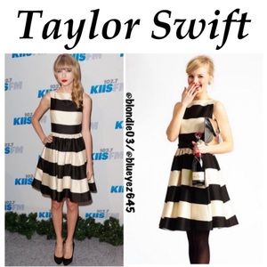 Kate Spade “Carolyn” cream white and black striped colorblock dress 10